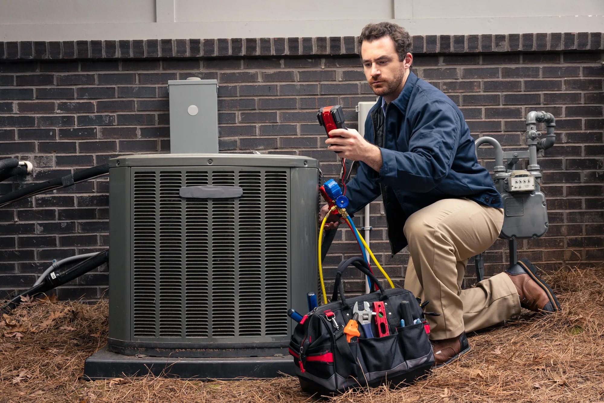 Person troubleshooting HVAC