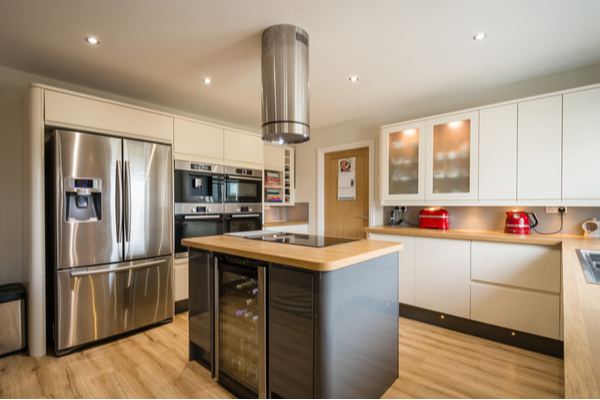 kitchen with chrome appliances