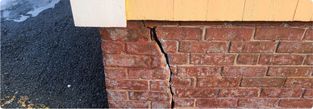 Crack in the foundation of a house