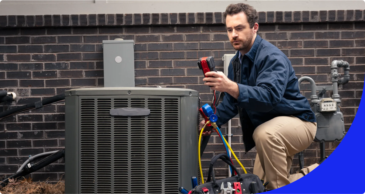 Person testing HVAC outside