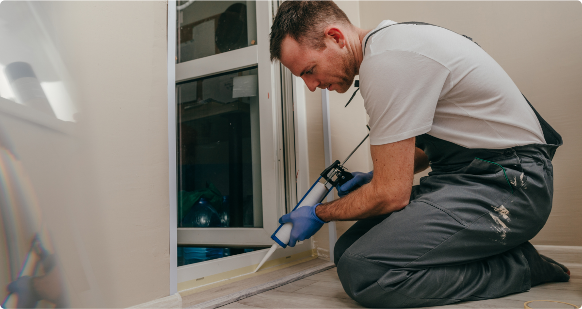 Person caulking door