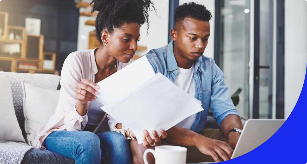 Couple looking at plan agreement