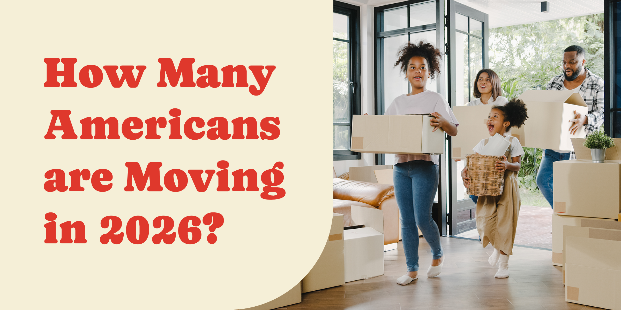 Family carrying boxes into new house