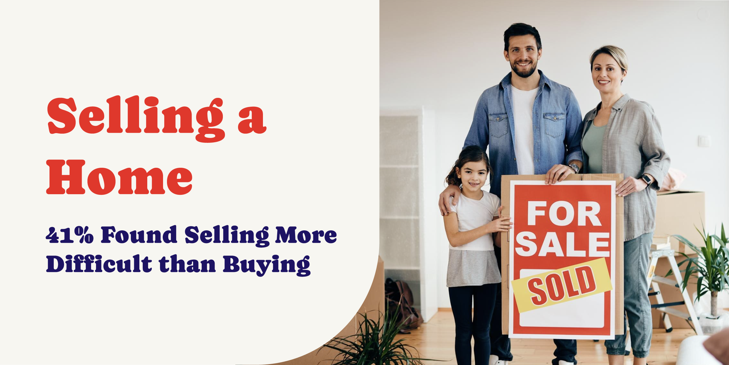 Family standing behind for sale sign