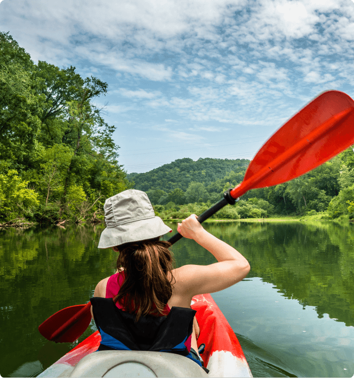 Woman canoeing in Arkansas