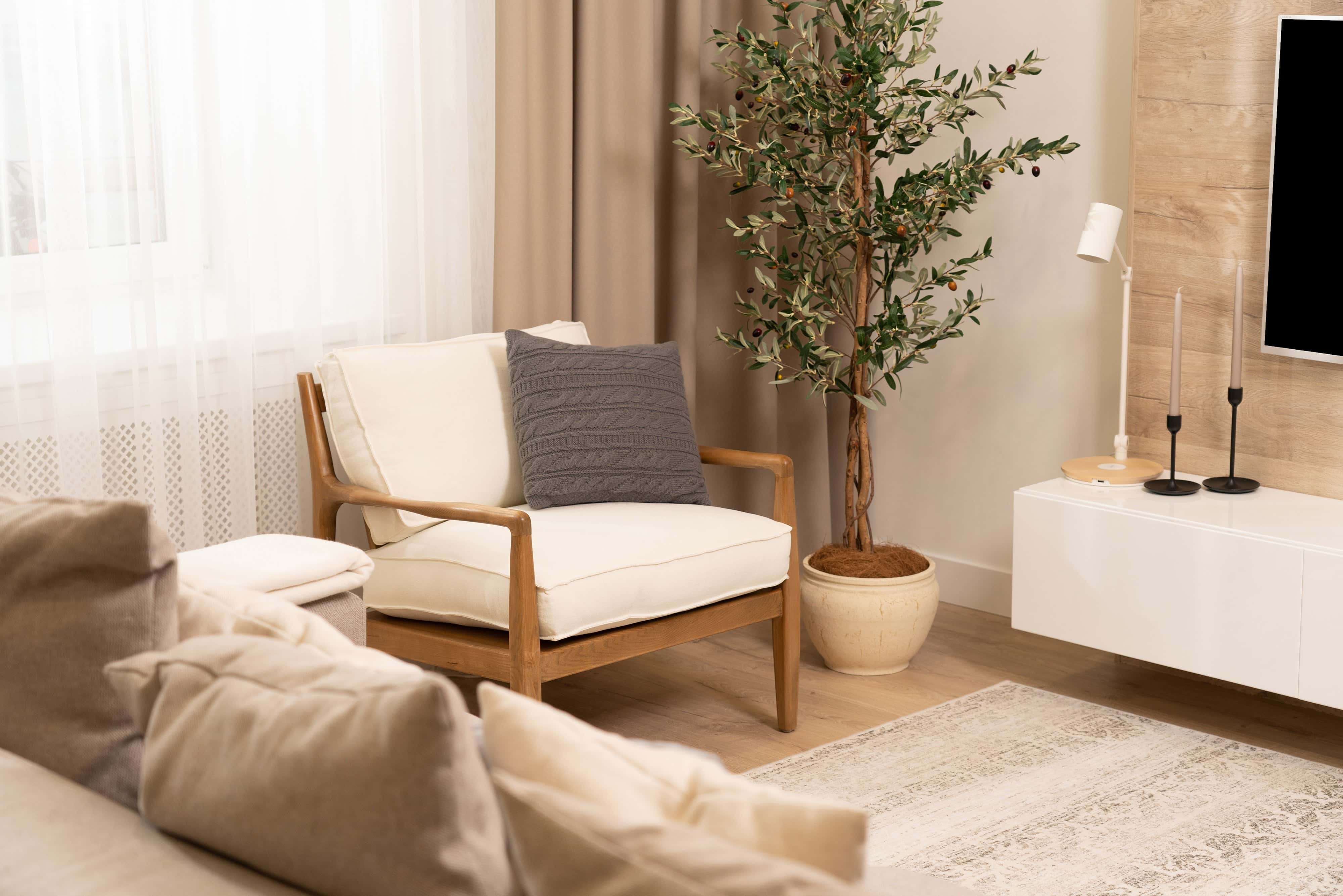 green plants in a cream colored room