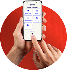 Graphic showing phone user requesting service
