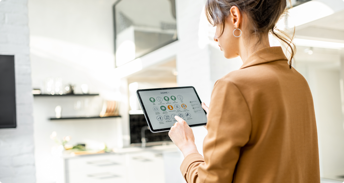 Customer using an app on a tablet