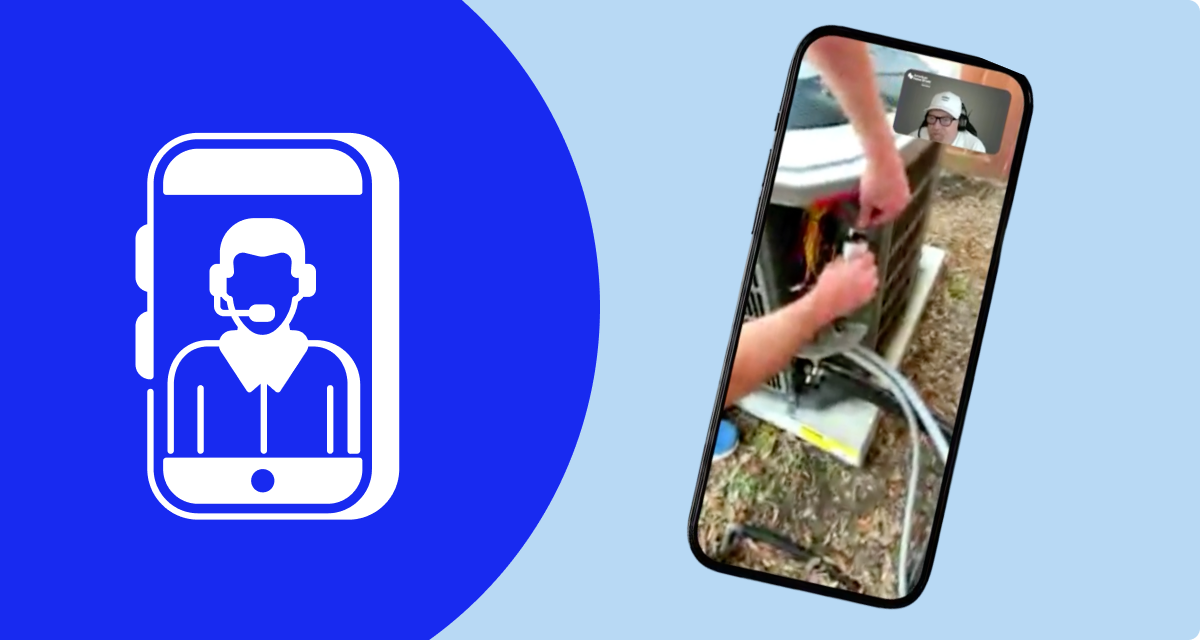 Video chat of an AC Unit being repaired