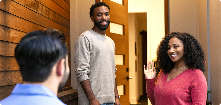 Waving at technician