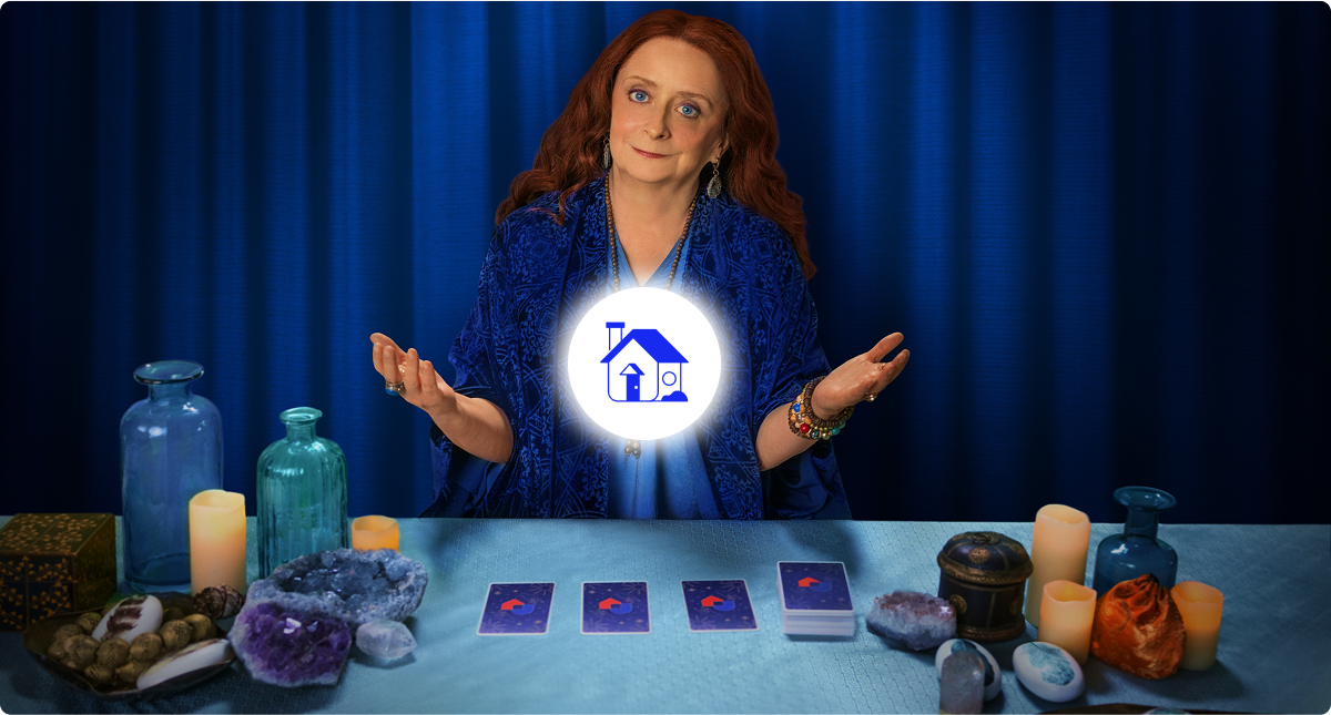 Warrantina at a tarot card table