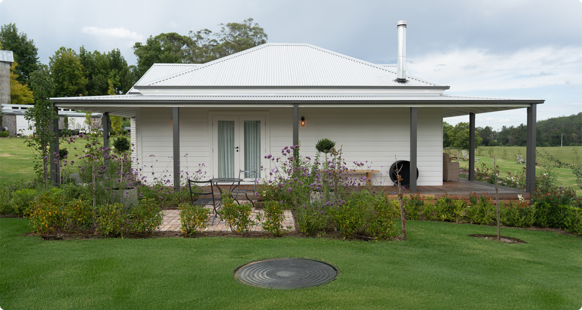 House with septic tank access